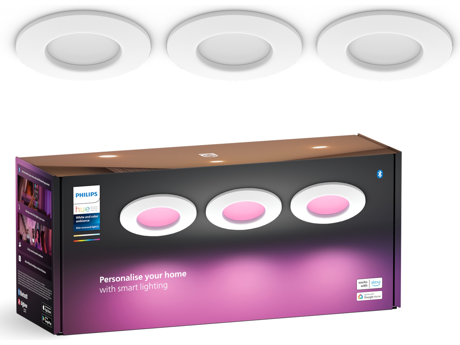 Philips Hue Slim infälld belysning 90 mm (vit) 3pk -B-Grade Demo hem & hushåll