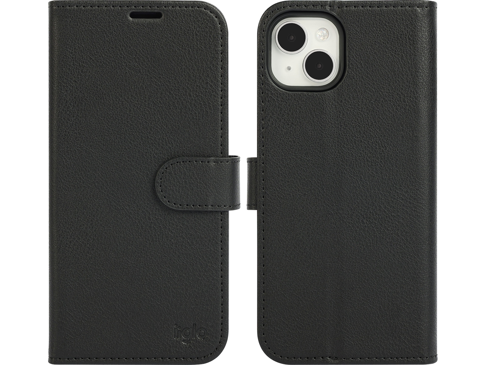 iiglo iPhone 15 Plus 2-i-1 Plånboksfodral (svart) Mobilskal