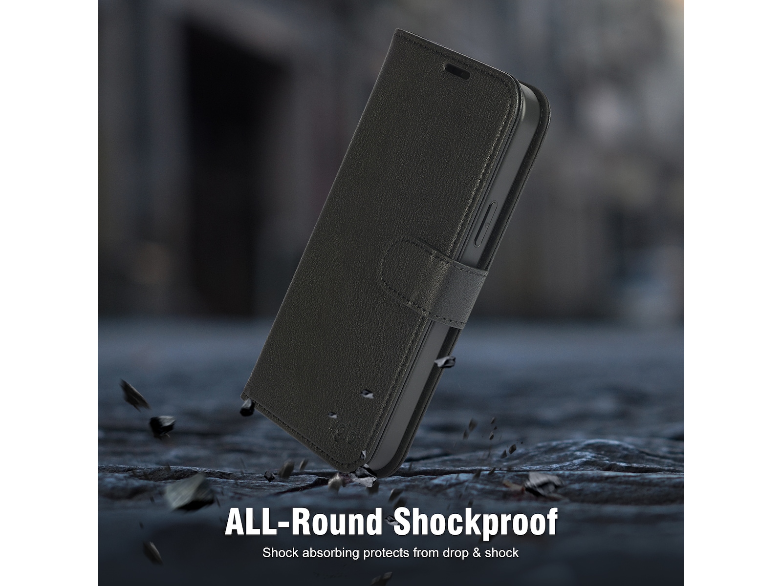 iiglo iPhone 15 Plus 2-i-1 Plånboksfodral (svart) Mobilskal