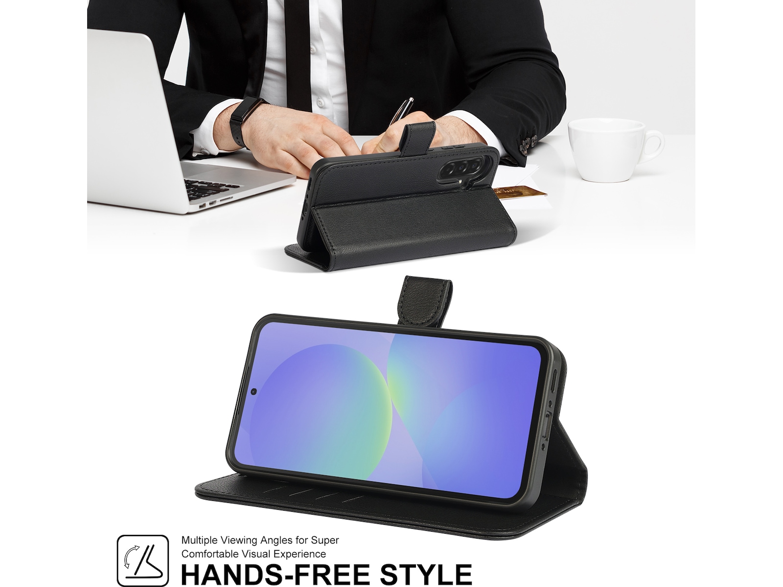iiglo Galaxy A36 2-i-1 Plånboksfodral (svart) Mobilskal