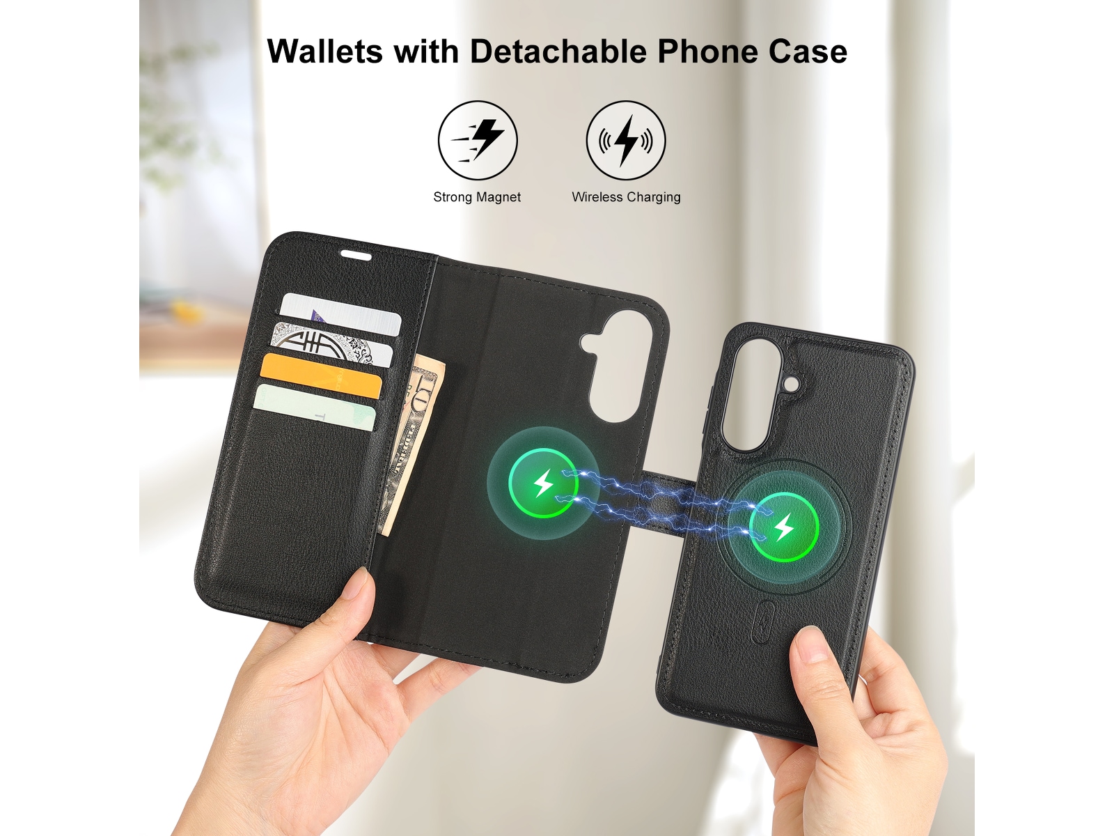 iiglo Galaxy A26 5G 2-i-1 Plånboksfodral (svart) Mobilskal