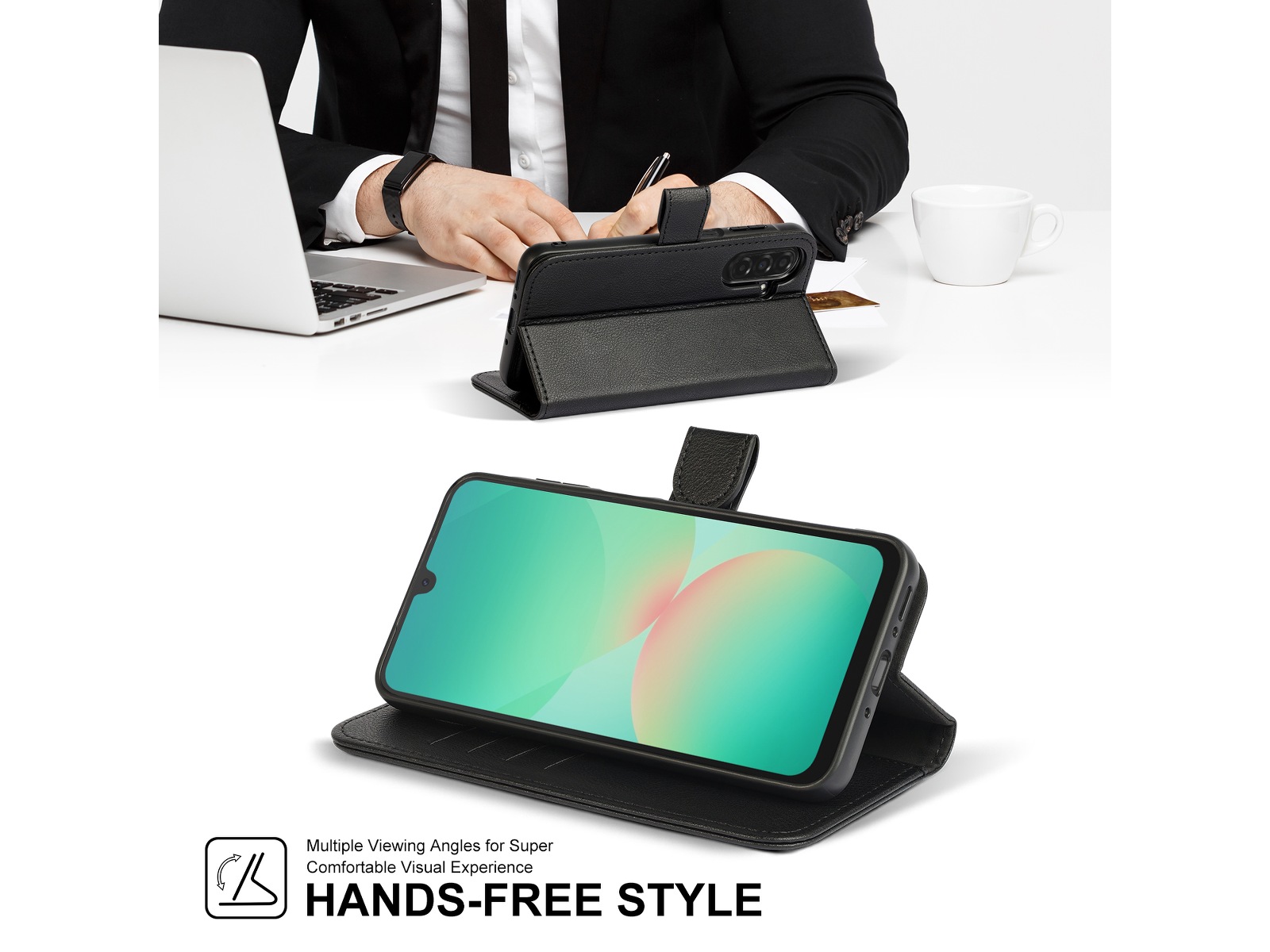 iiglo Galaxy A26 5G 2-i-1 Plånboksfodral (svart) Mobilskal