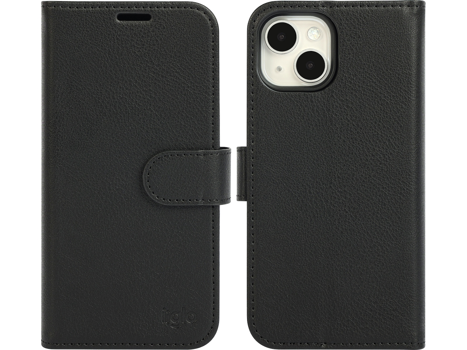 iiglo iPhone 15 2-i-1 Plånboksfodral (svart) Mobilskal