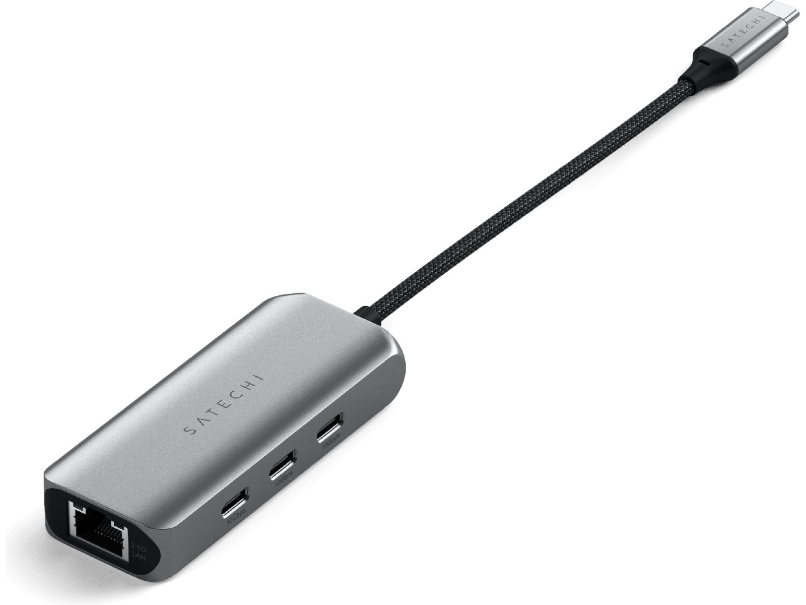 Satechi 4-in-1 USB-C och Ethernet docking (rymdgrå) Dockningsstation och USB-hub