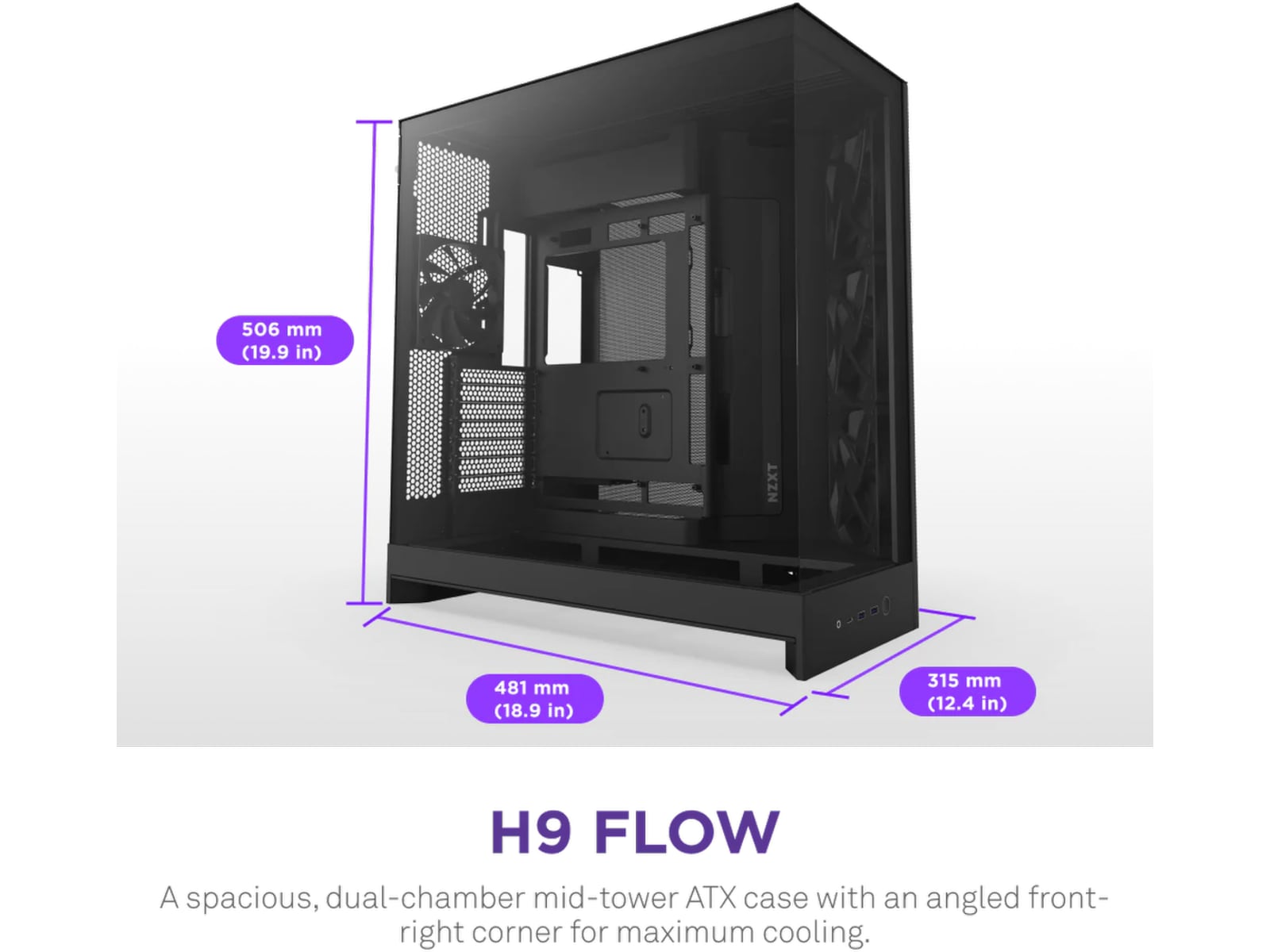 NZXT H9 Flow Mid Tower (svart) Midi tower
