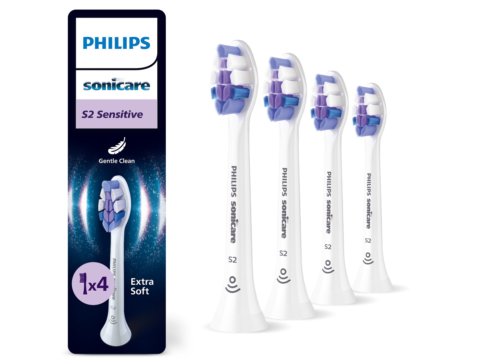 Philips Sonicare S2 Sensitive borsthuvuden (4 pack, vit) Tandborsthuvud