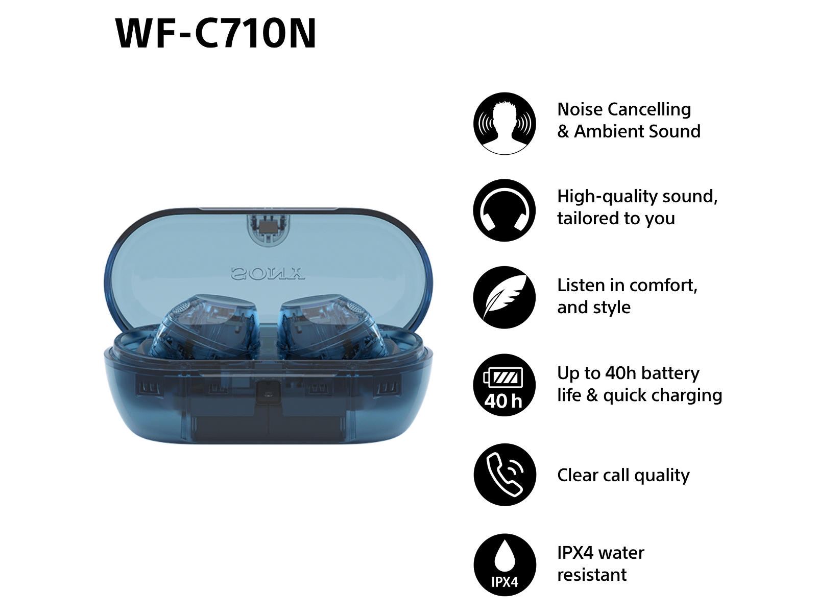 Sony WF-C710N  trådlösa hörlurar, In-ear med mikrofon (blå) In-ear hörlurar