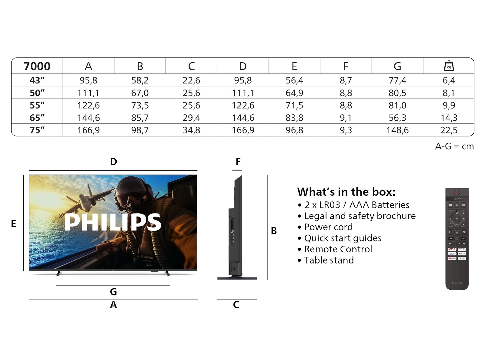 Philips 55" PUS7000/12 4K LED Smart TV (2025) 50 - 59 tums TV