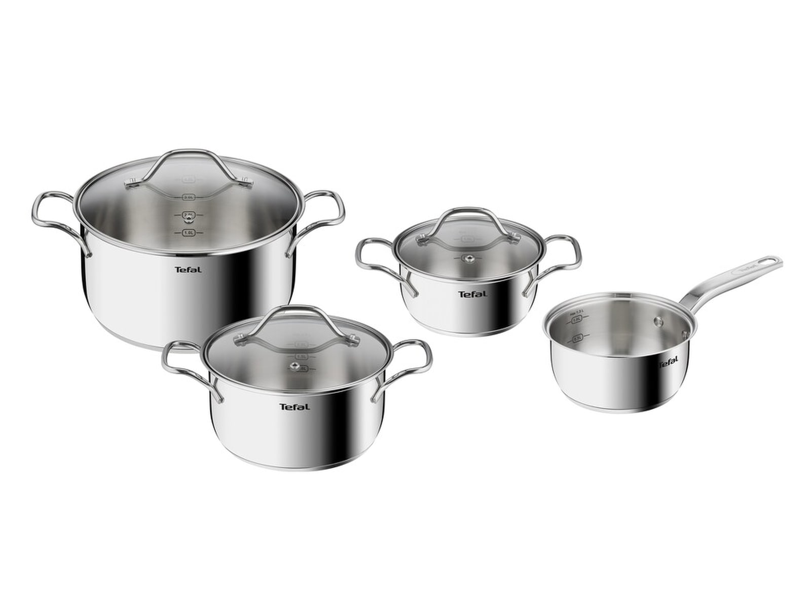 Tefal Intuition 7-delat kastrullset i obelagt rostfritt stål B864S734 Tillbehör till hällar, ugn och spis