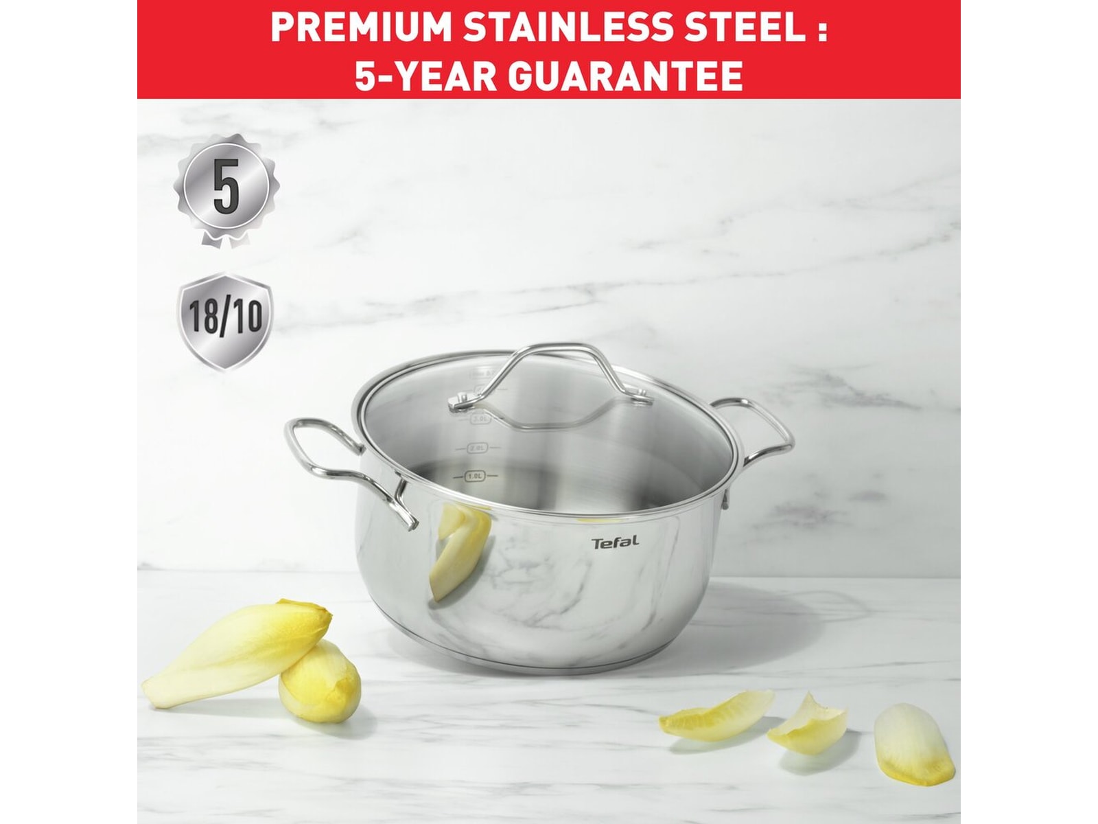 Tefal Intuition 7-delat kastrullset i obelagt rostfritt stål B864S734 Tillbehör till hällar, ugn och spis