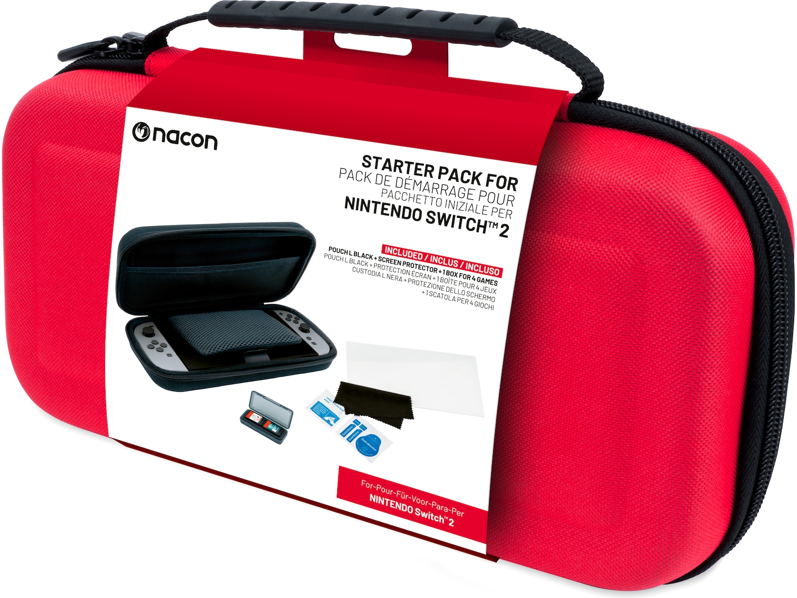 Nacon Rigid Pouch L pack for Nintendo Switch 2 (röd) Tillbehör till spelkonsoler