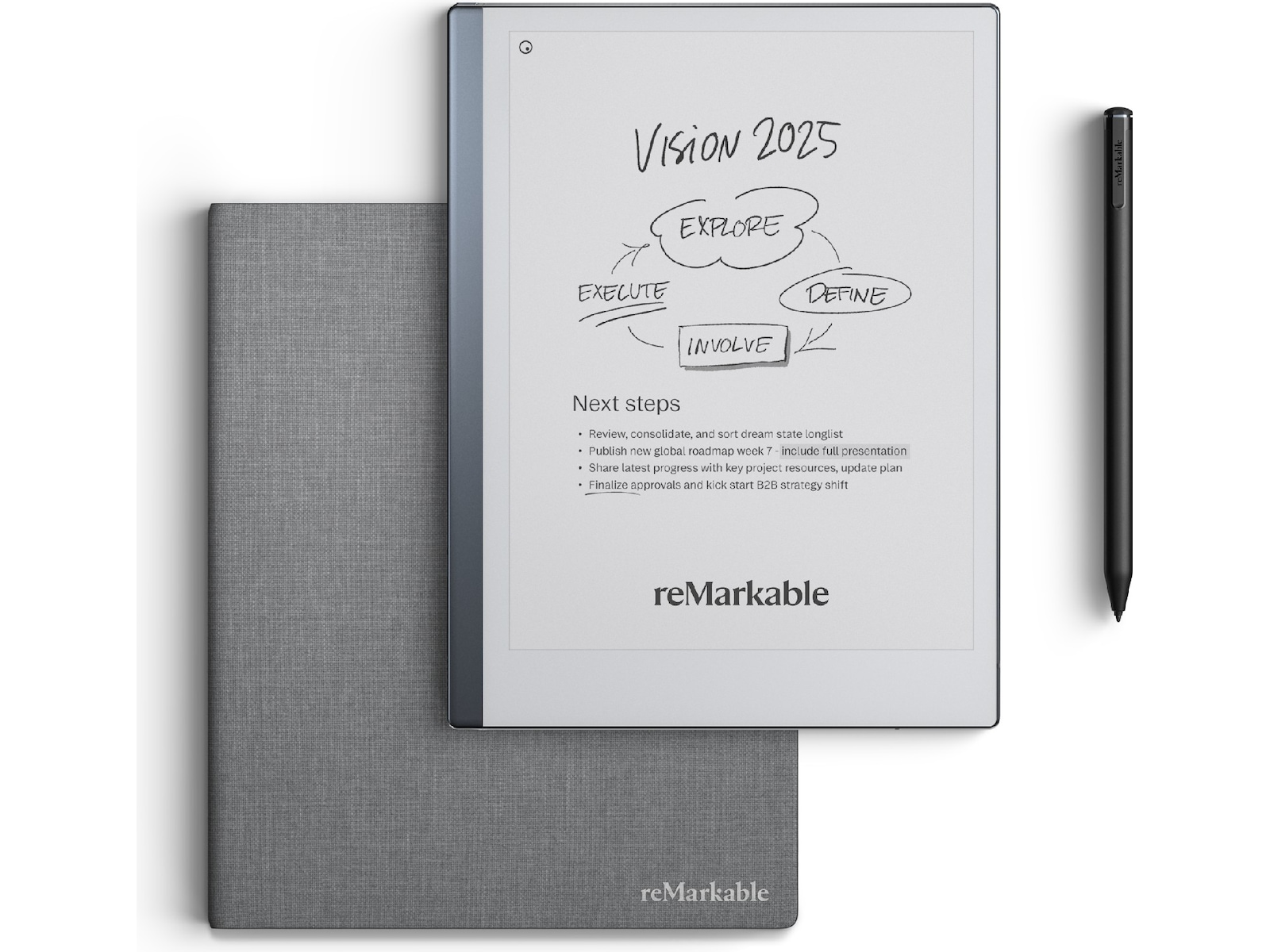 reMarkable 2 10,3" 8GB inkl. Marker Plus och Book Folio (grå polymerväv) Digitala anteckningsblock