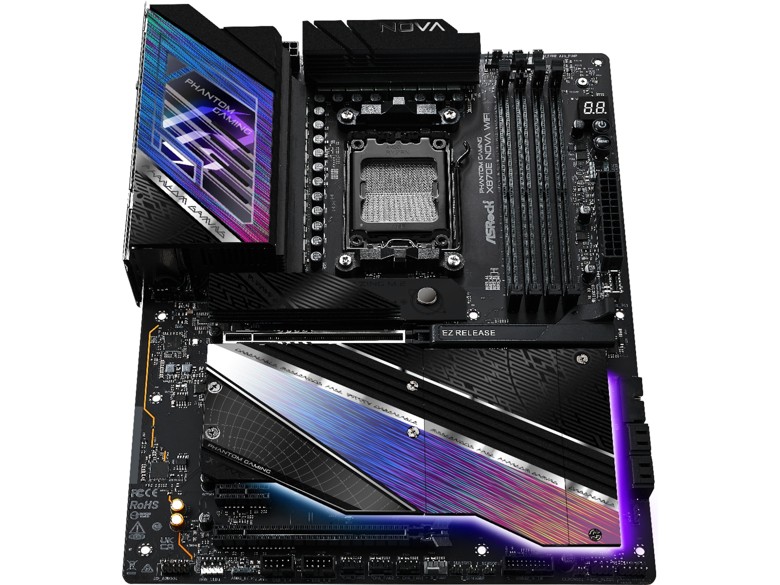 ASRock X870E Phantom Gaming Nova WiFi Moderkort -B-Grade Demo moderkort