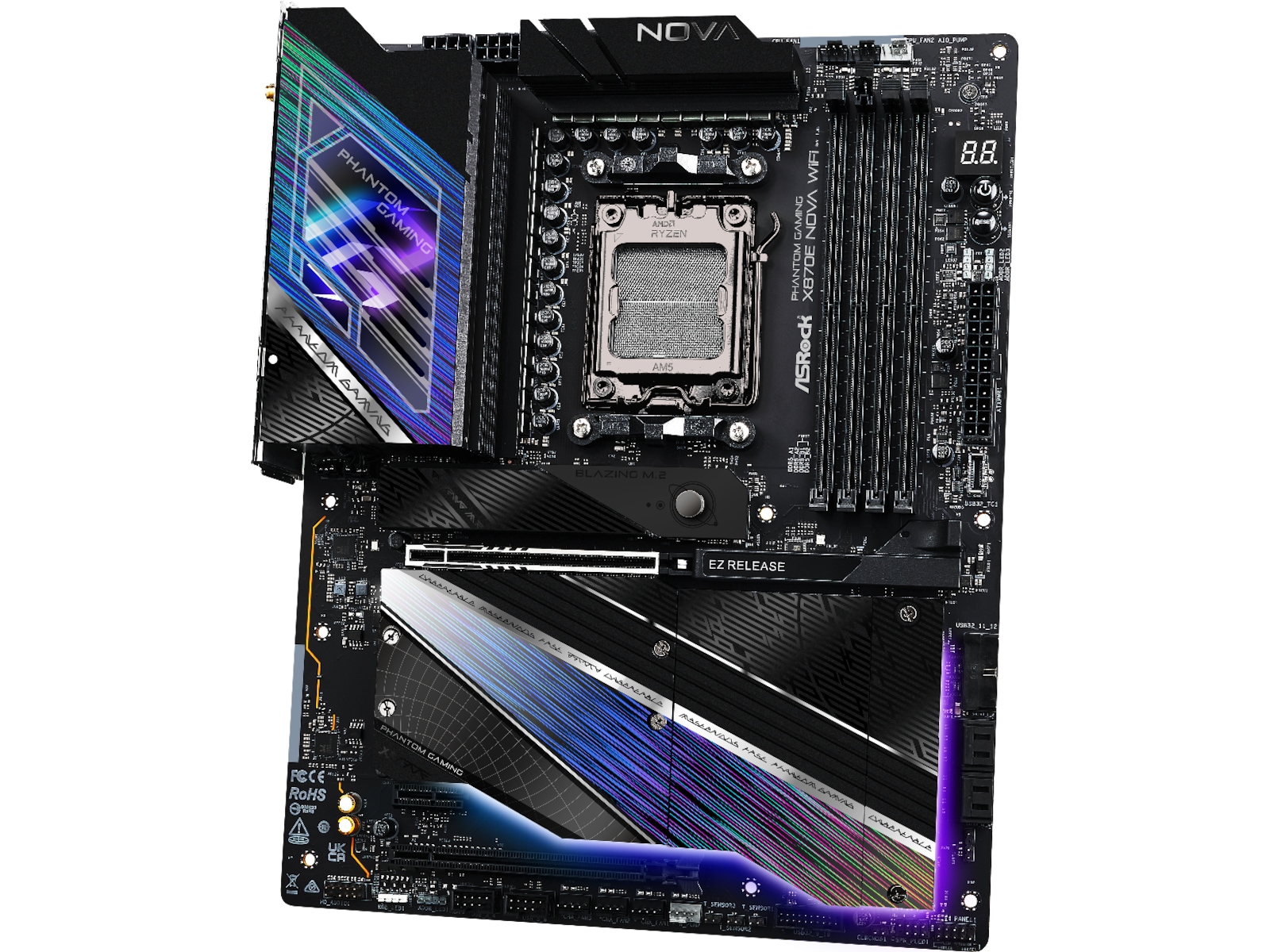 ASRock X870E Phantom Gaming Nova WiFi Moderkort -B-Grade Demo moderkort
