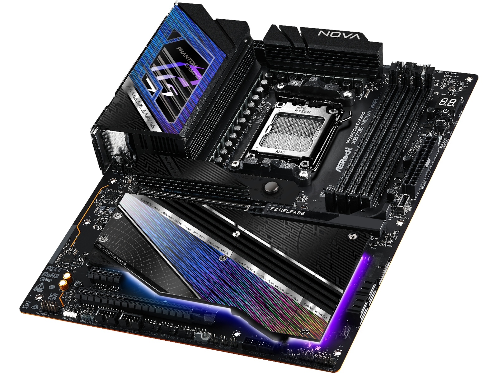 ASRock X870E Phantom Gaming Nova WiFi Moderkort -B-Grade Demo moderkort