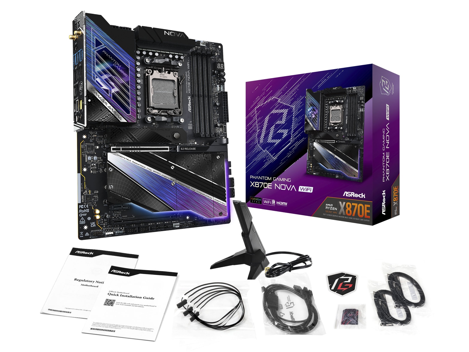 ASRock X870E Phantom Gaming Nova WiFi Moderkort -B-Grade Demo moderkort