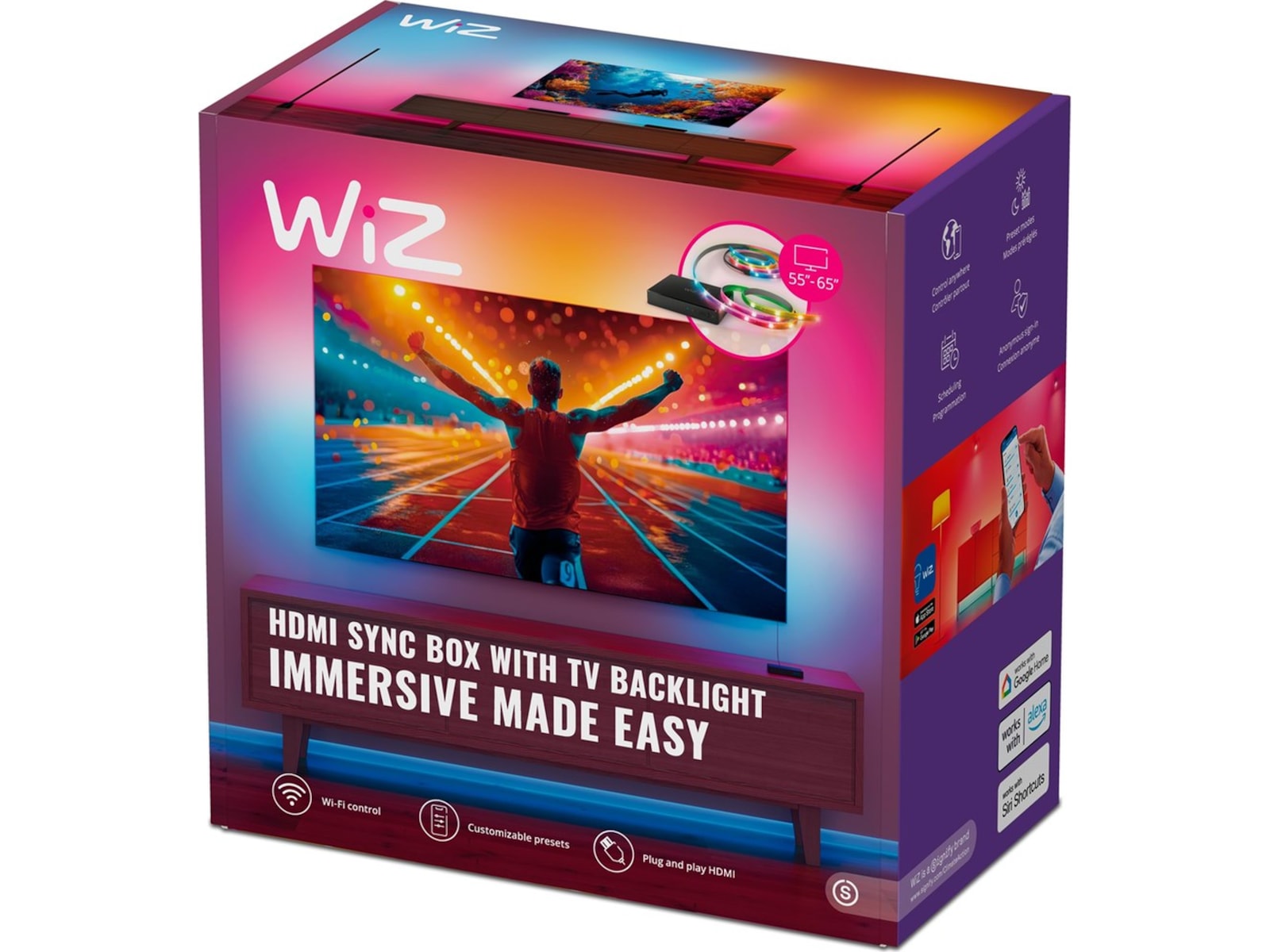 WiZ HDMI-synkbox med TV-ljusremsa (75"-85") Led strips & underhållning