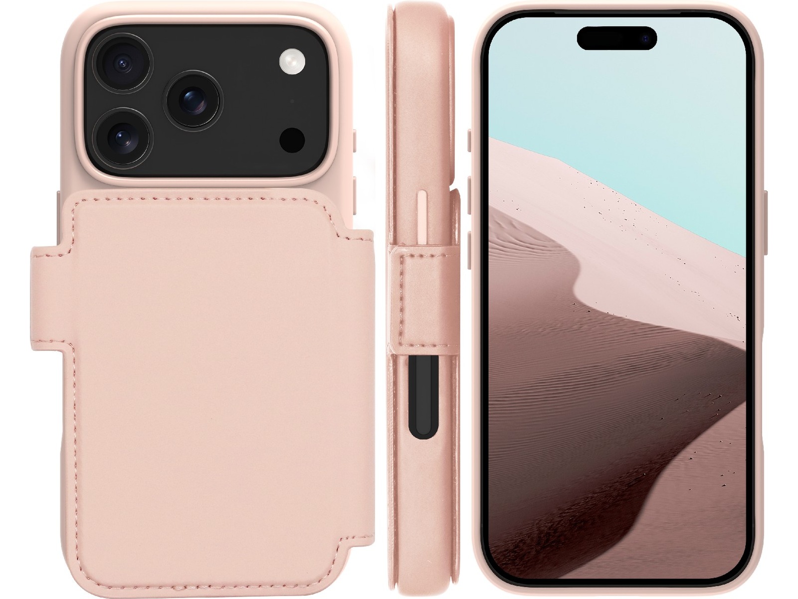 dbramante1928 iPhone 17 Pro Lynge 2-i-1 Plånboksfodral (pink sand) Mobilskal