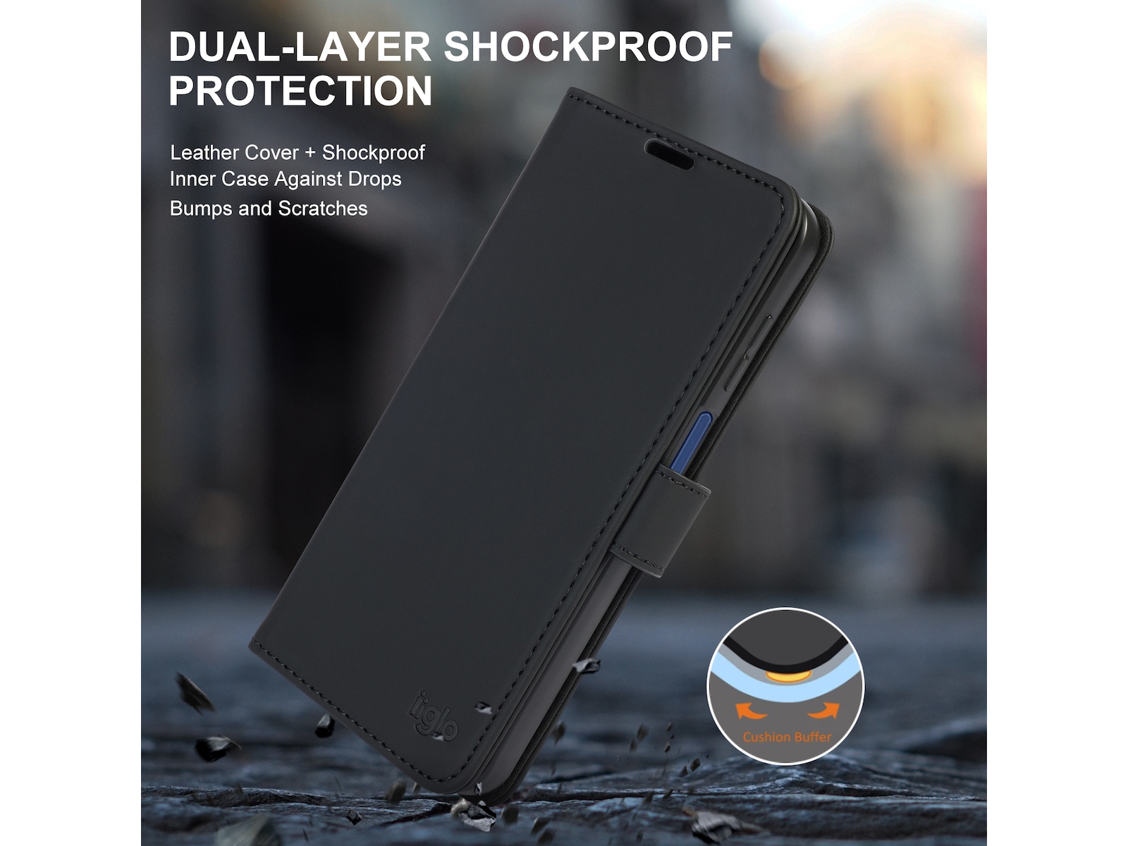 iiglo Galaxy A17 Plånboksfodral (svart) Mobilskal