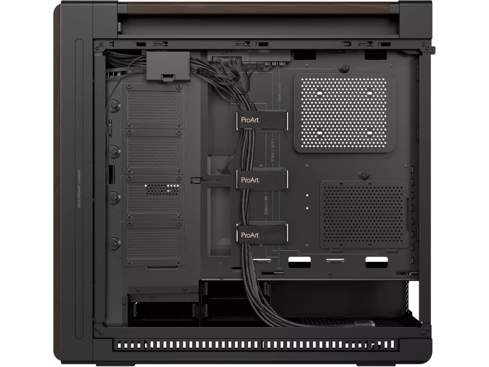 Asus PA602 PROART Walnut Wood Metal PWM Modern Mid Tower (svart) Mini/Micro/Nano tower