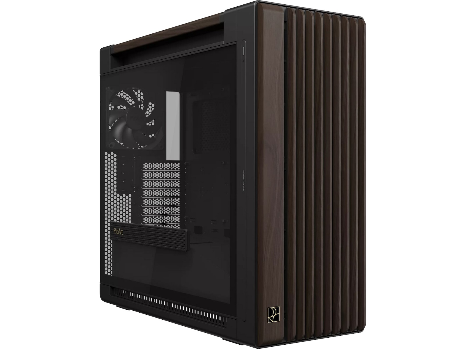 Asus PA602 PROART Walnut Wood TG PWM Modern Mid Tower (svart) Mini/Micro/Nano tower