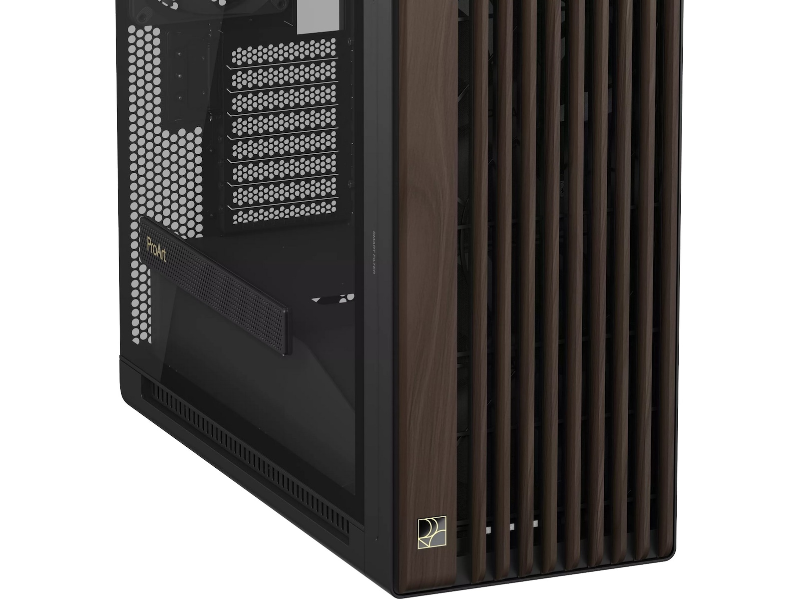 Asus PA602 PROART Walnut Wood TG PWM Modern Mid Tower (svart) Mini/Micro/Nano tower