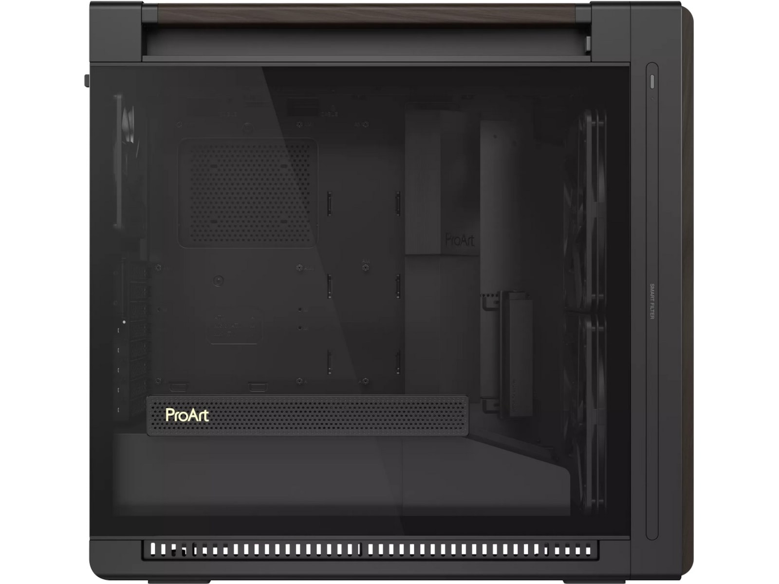 Asus PA602 PROART Walnut Wood TG PWM Modern Mid Tower (svart) Mini/Micro/Nano tower