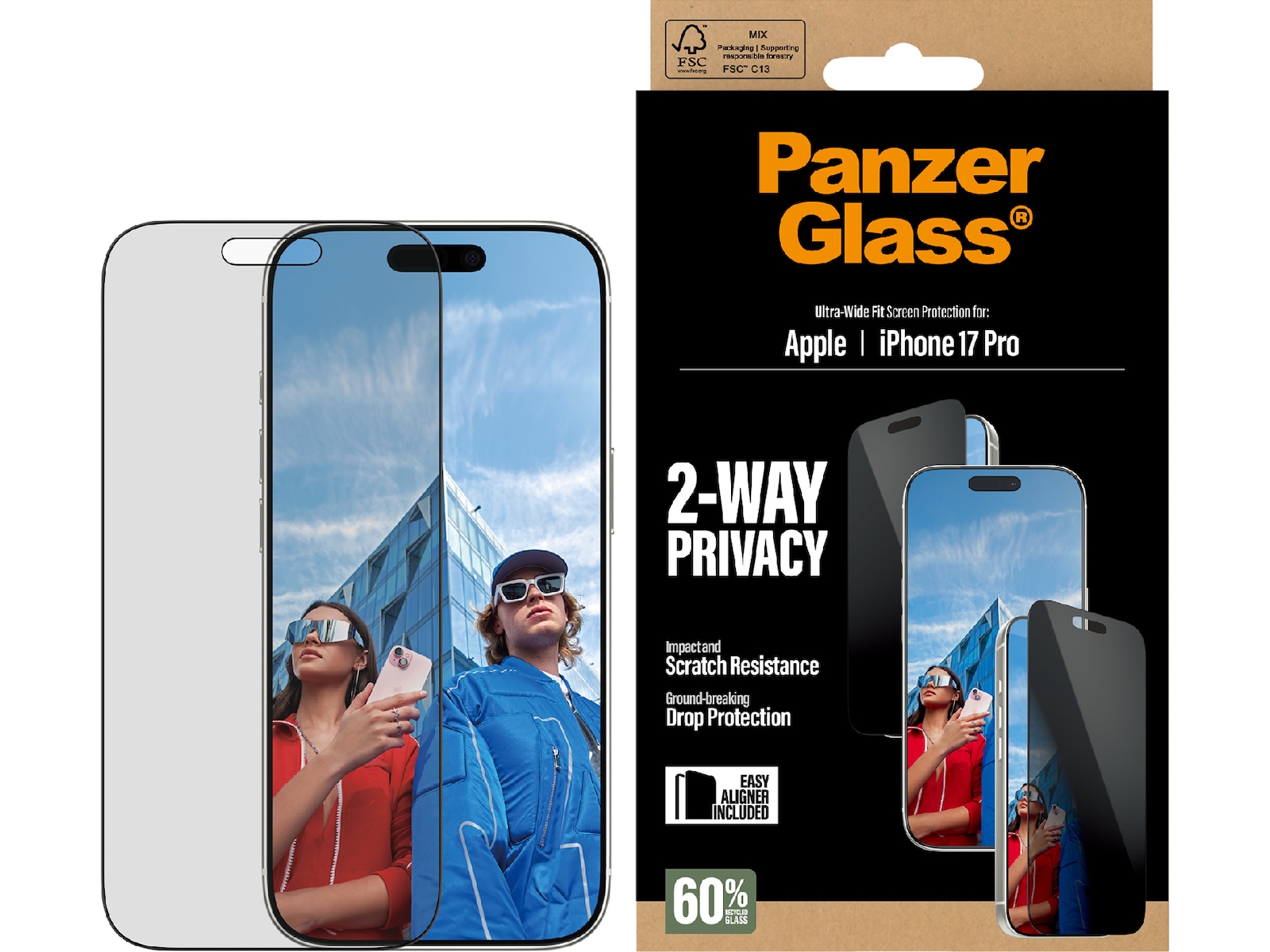 PanzerGlass iPhone 17 Pro 2-way Privacy Skärmskydd Skärmskydd mobiltelefon