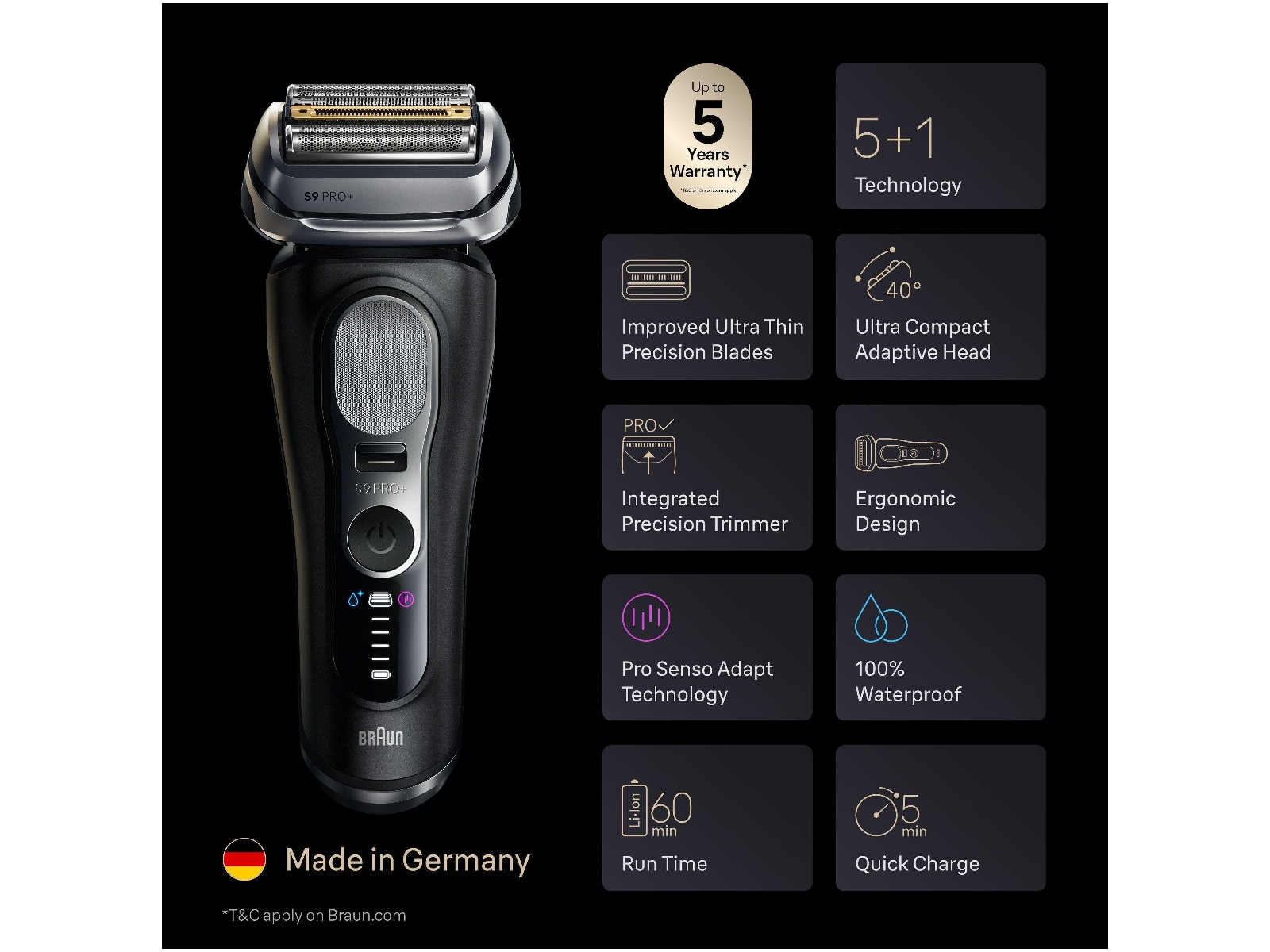 Braun Series 9 PRO+ Elektrisk Rakapparat 9660CC Rakapparat