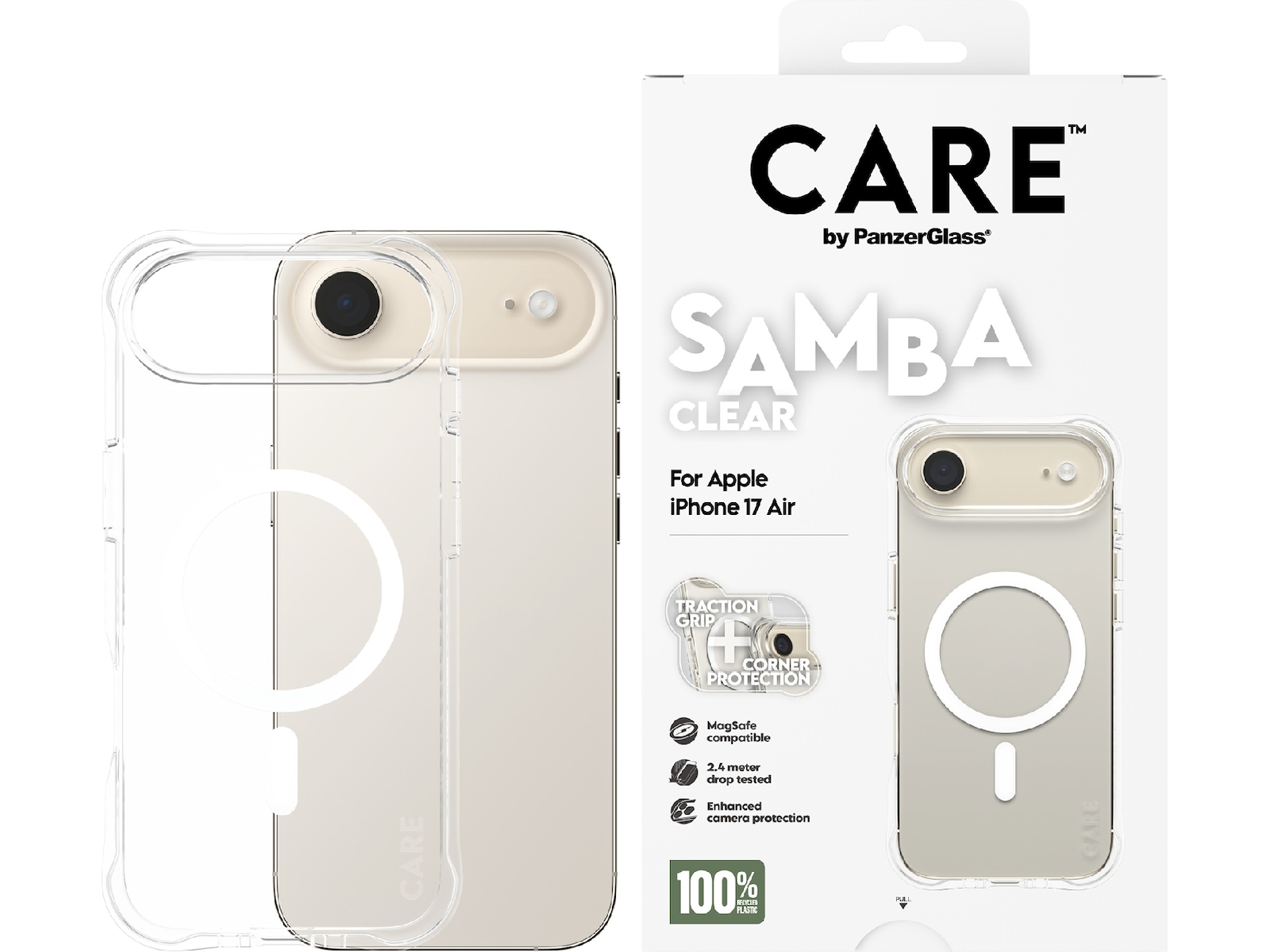 PanzerGlass CARE iPhone Air Samba Hardcase (transparent/vit) Mobilskal