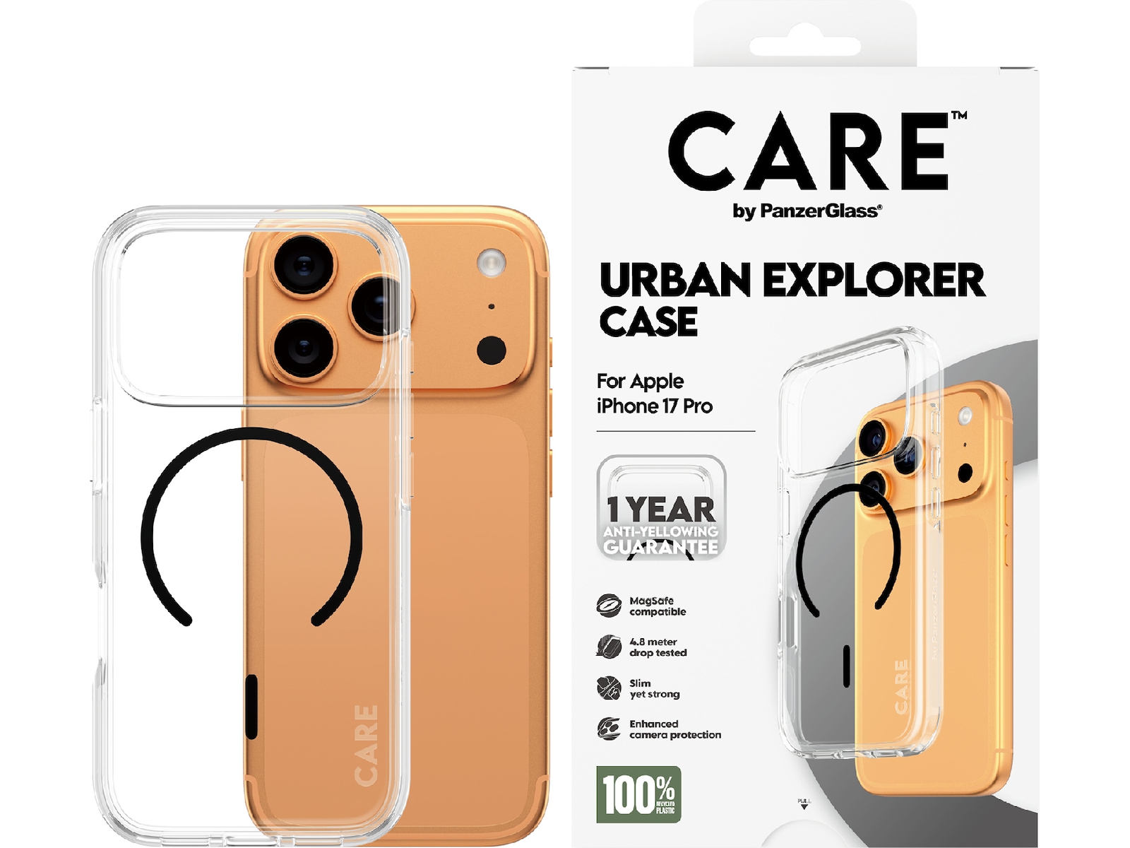 PanzerGlass CARE iPhone 17 Pro Urban Explorer skal (transparent/svart) Mobilskal
