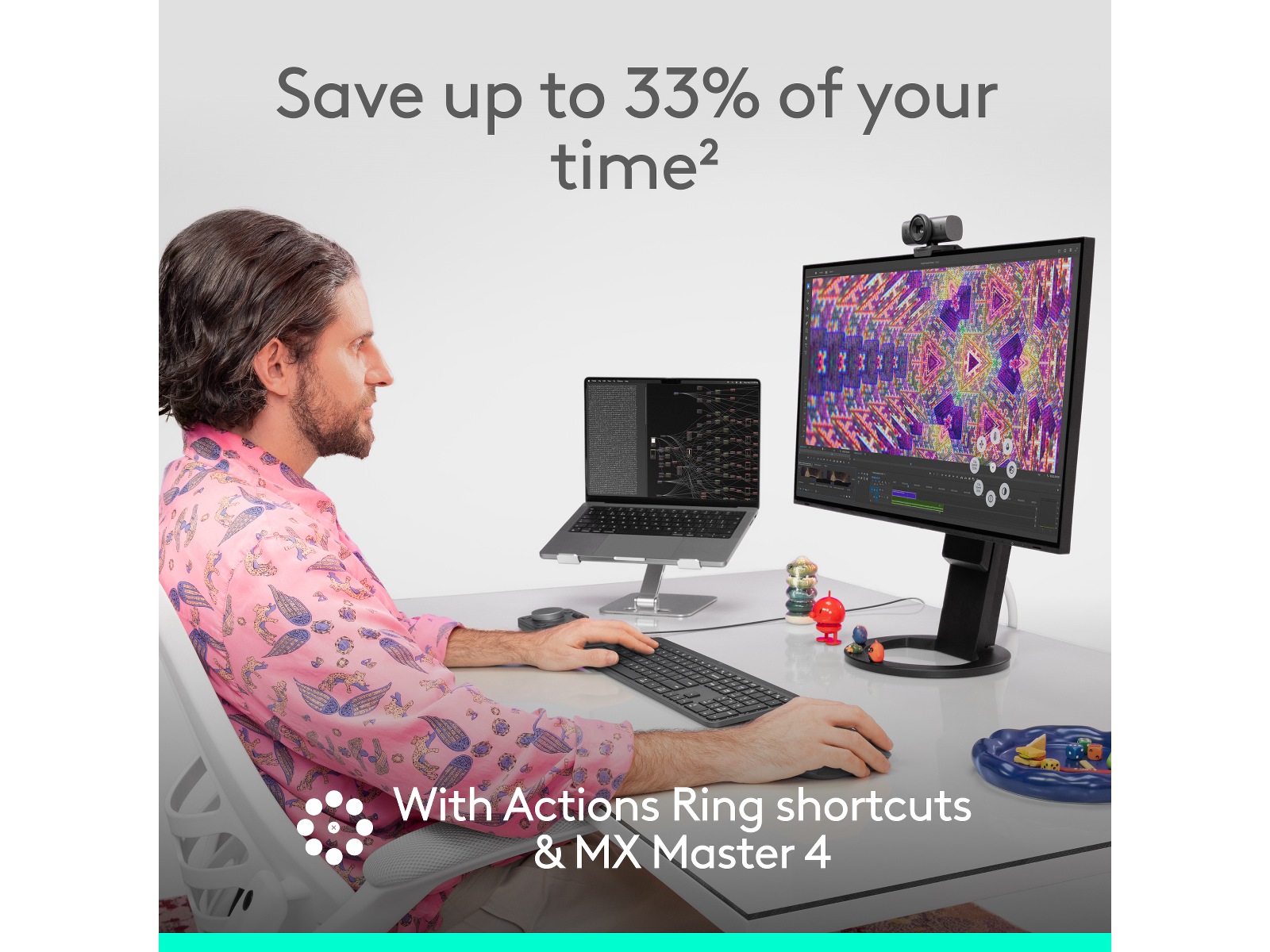 Logitech MX Master 4 Trådlös Ergonomisk Mus (ljusgrå) Mus