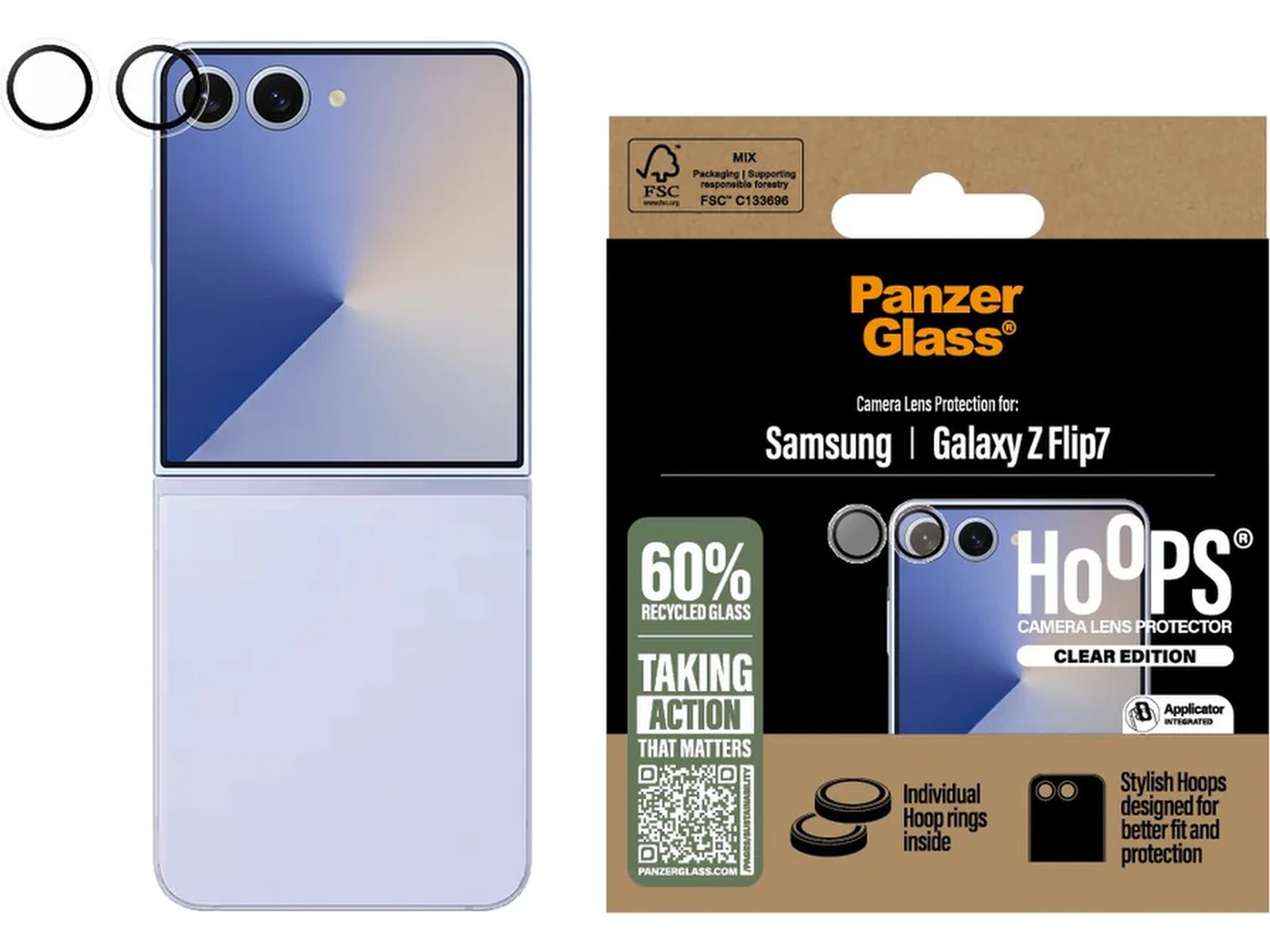 PanzerGlass Galaxy Z Flip7 Hoops Linsskydd (transparent) Skärmskydd mobiltelefon