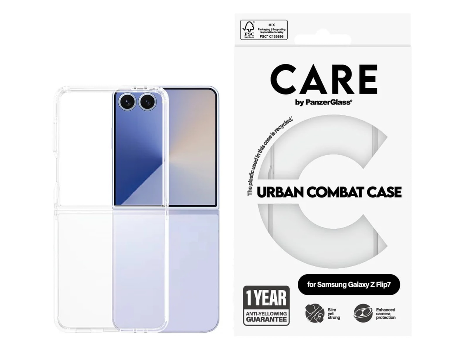 PanzerGlass CARE Galaxy Z Flip7 Urban Combat skal (transparent) Mobilskal