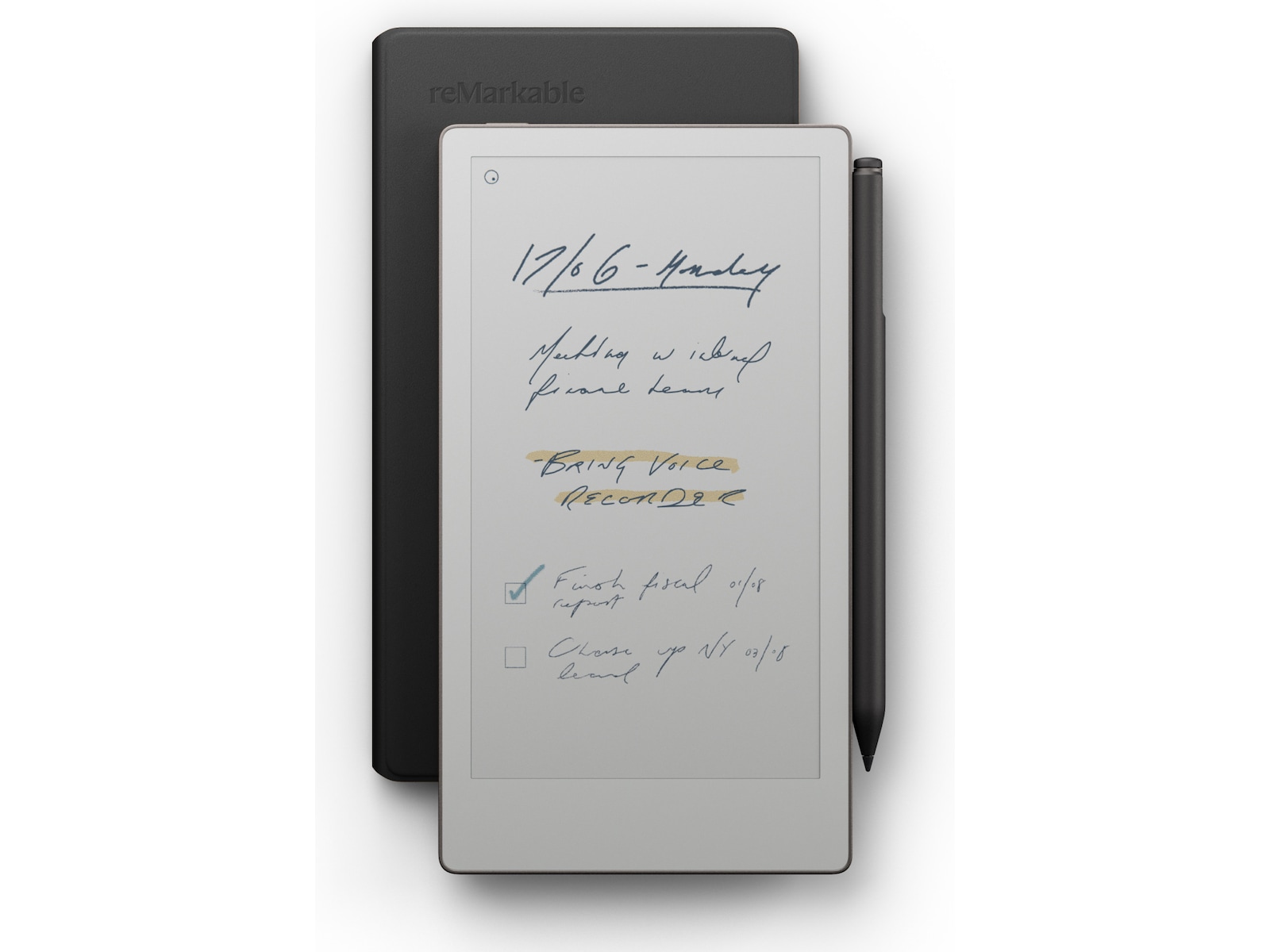 reMarkable Paper Pro 7.3" inkl. Marker Plus & Book Folio (svart skinn) Digitala anteckningsblock
