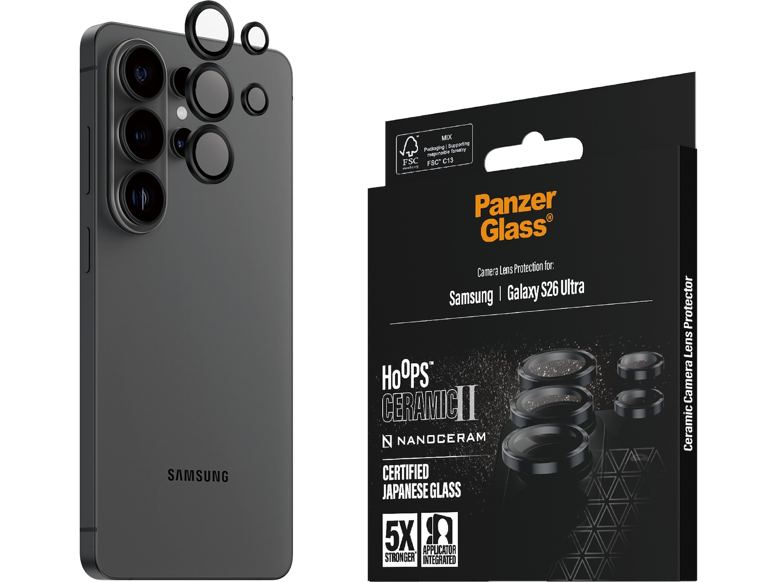 PanzerGlass S26 Ultra Hoops Ceramic II Linsskydd Skärmskydd mobiltelefon