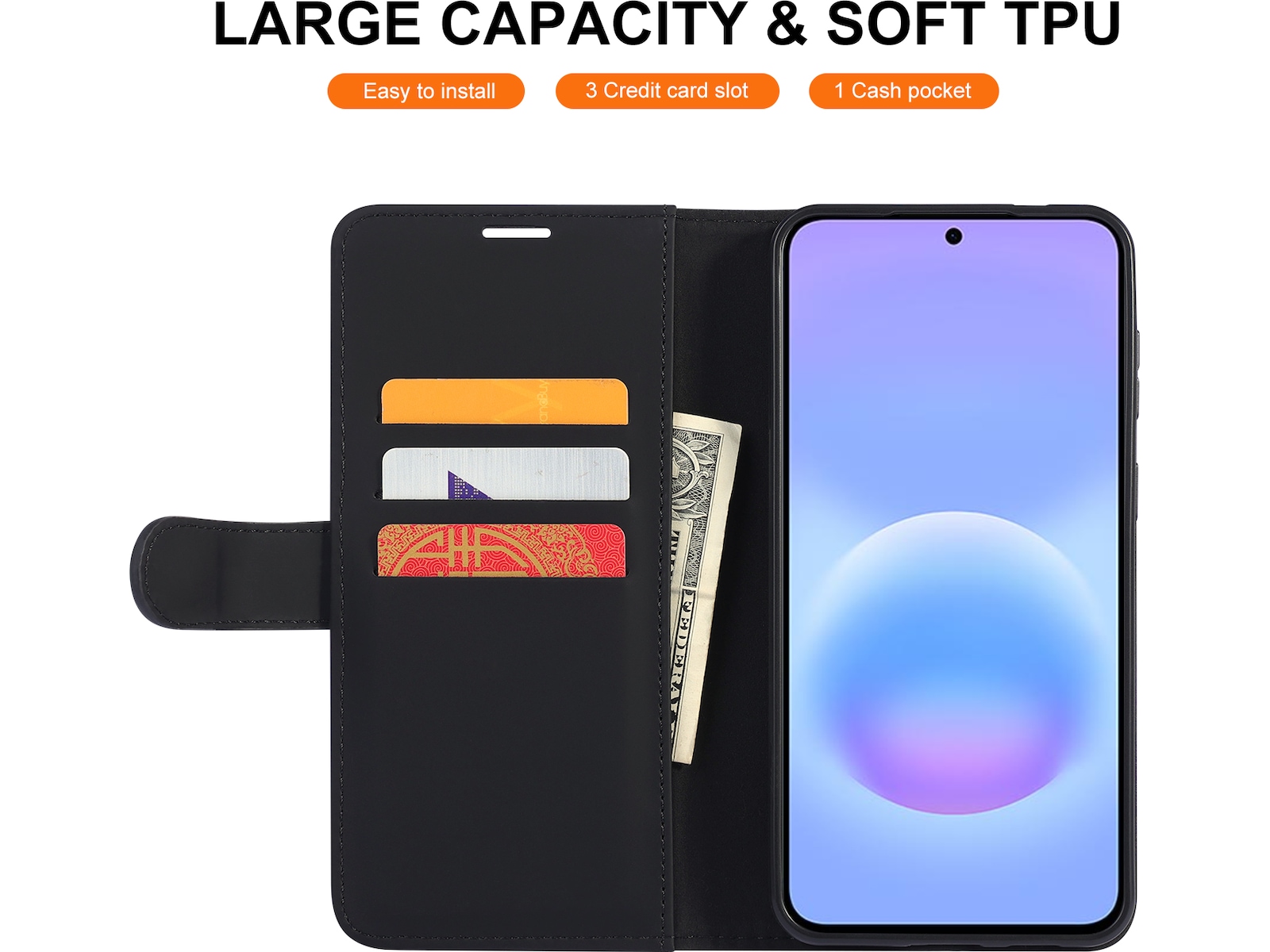 iiglo Galaxy A57 Plånboksfodral (svart) Mobilskal