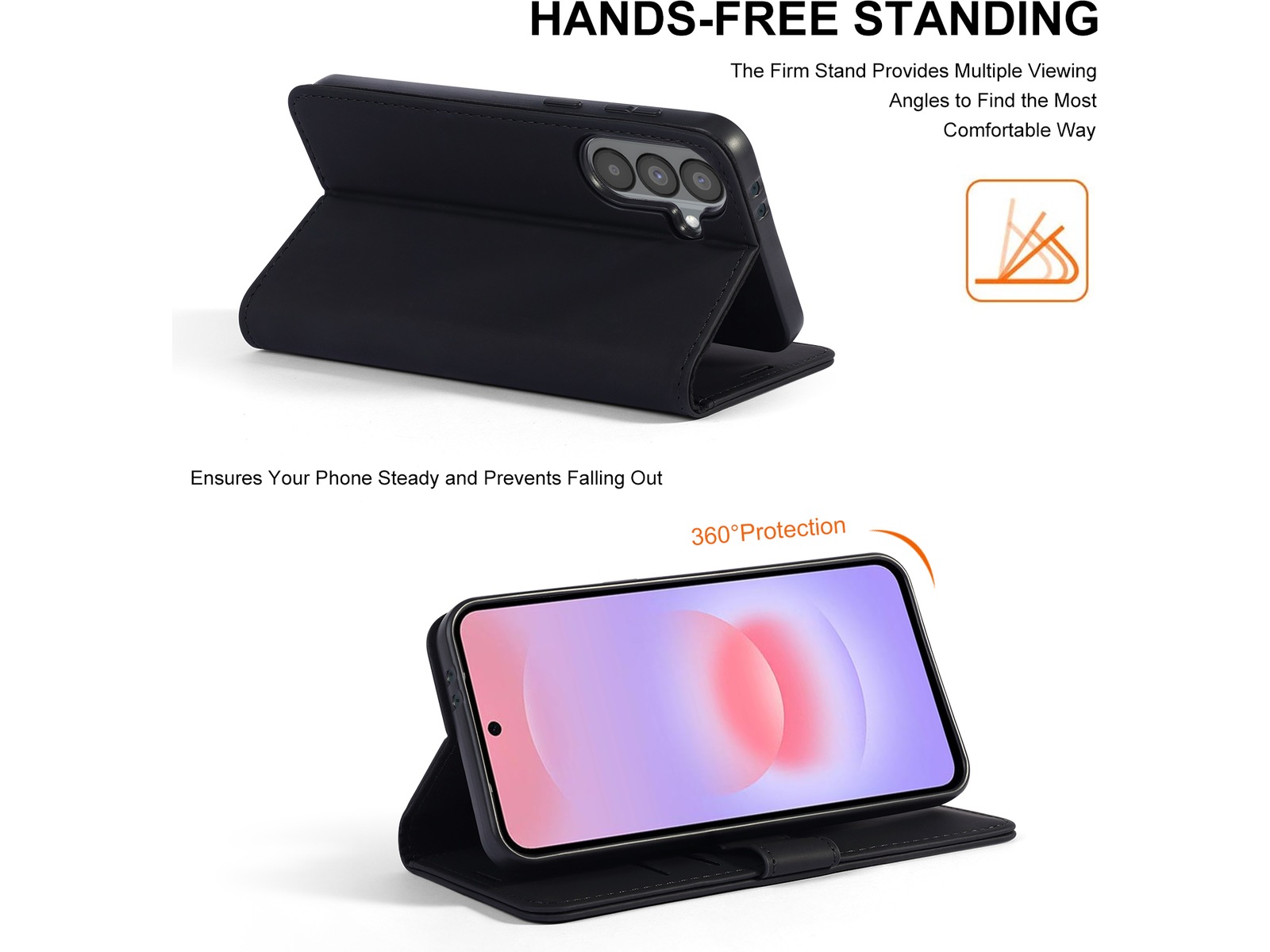 iiglo Galaxy A37 Plånboksfodral (svart) Mobilskal