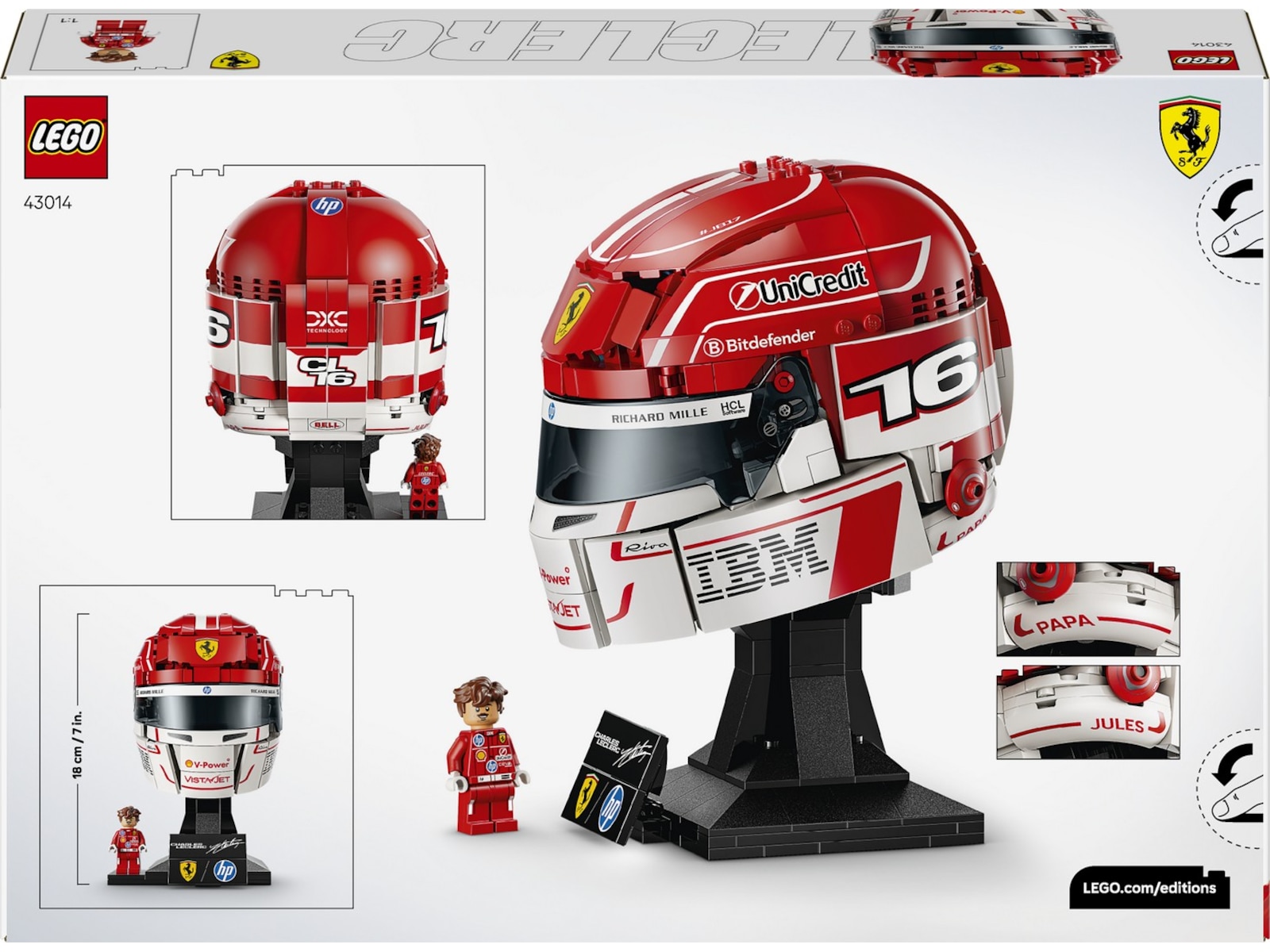 LEGO Editions Formula 1 Scuderia Ferrari HP Charles Leclerc hjälm 43014 LEGO