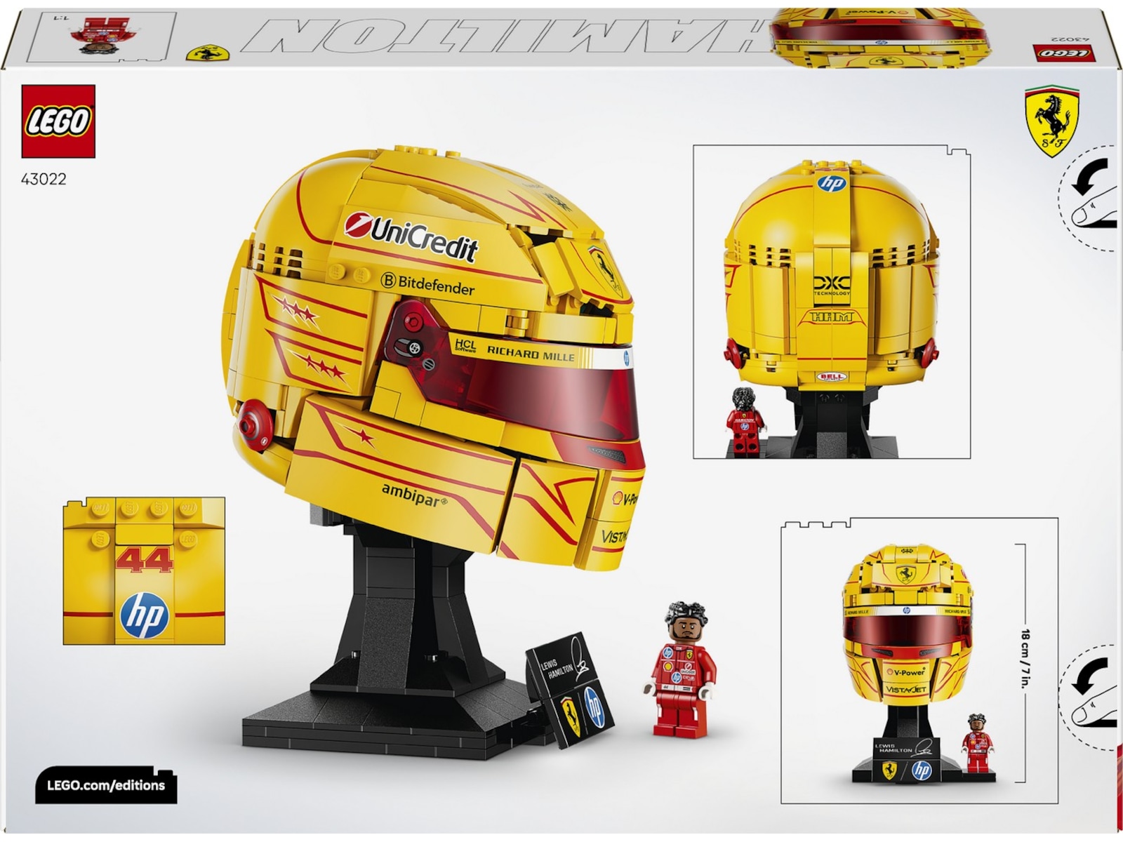 LEGO Editions Formula 1 Scuderia Ferrari HP Lewis Hamilton hjälm 43022 LEGO