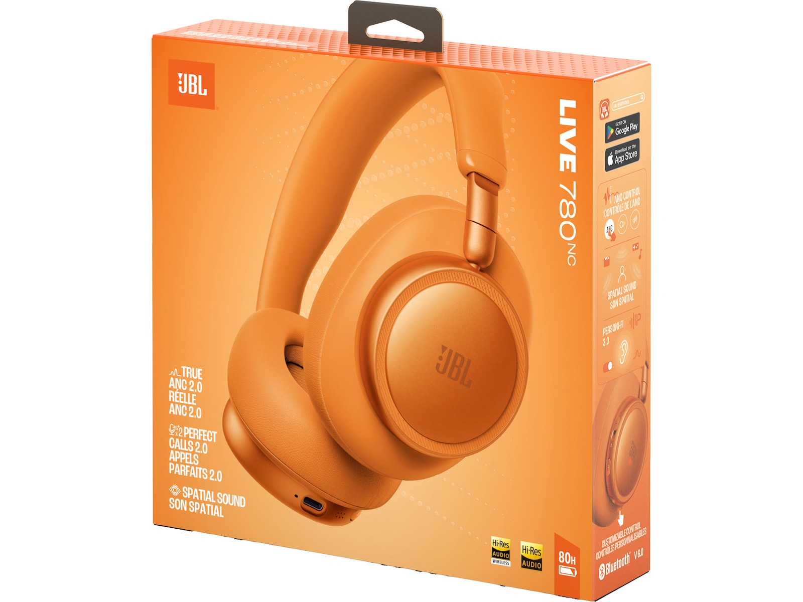 JBL LIVE 780NC Trådlösa over-ear hörlurar (orange) Hörlurar