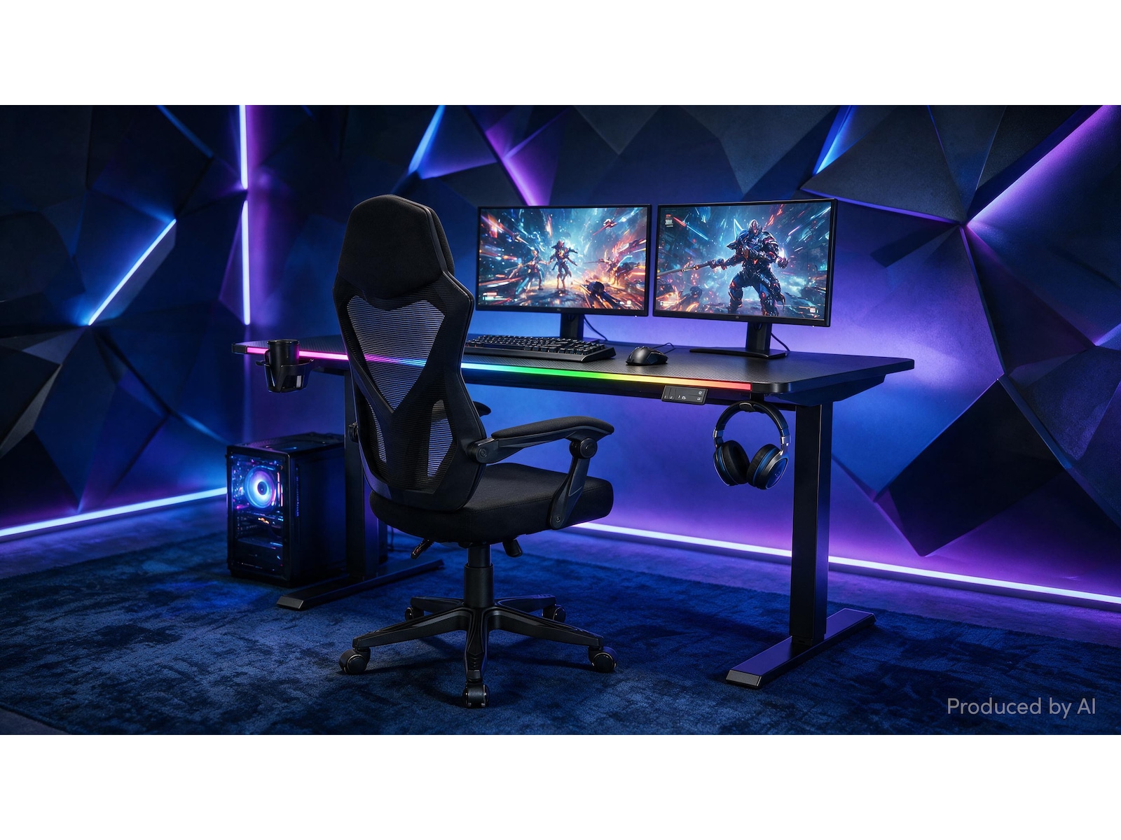 Mission Hyperion Motoriserat RGB Gaming-Skrivbord Gamingdesk