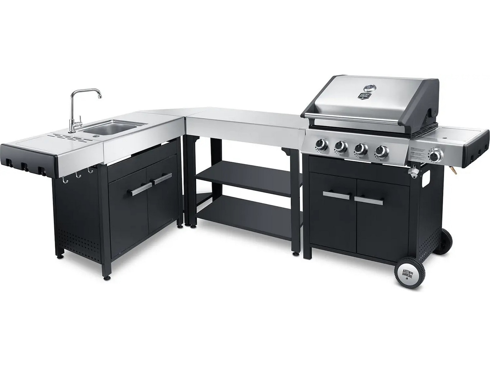 Austin and Barbeque Hörnbord 90-graders vinkel Utomhusgrillvagnar