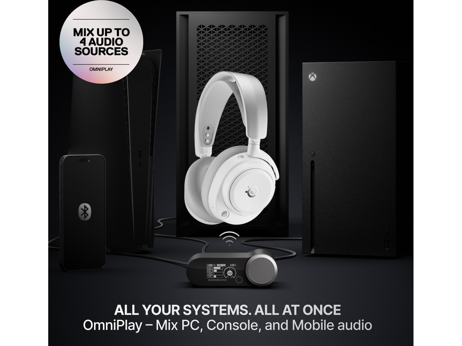 SteelSeries Arctis Nova Pro Omni trådlöst gaming-headset (vit) Gamingheadset