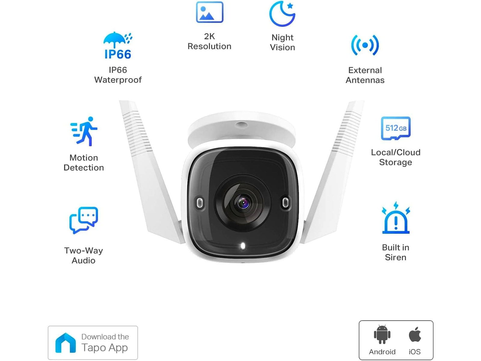 TP-Link Tapo C310 WiFi utomhus övervakningskamera (vit) - 2pk Övervakningskamera