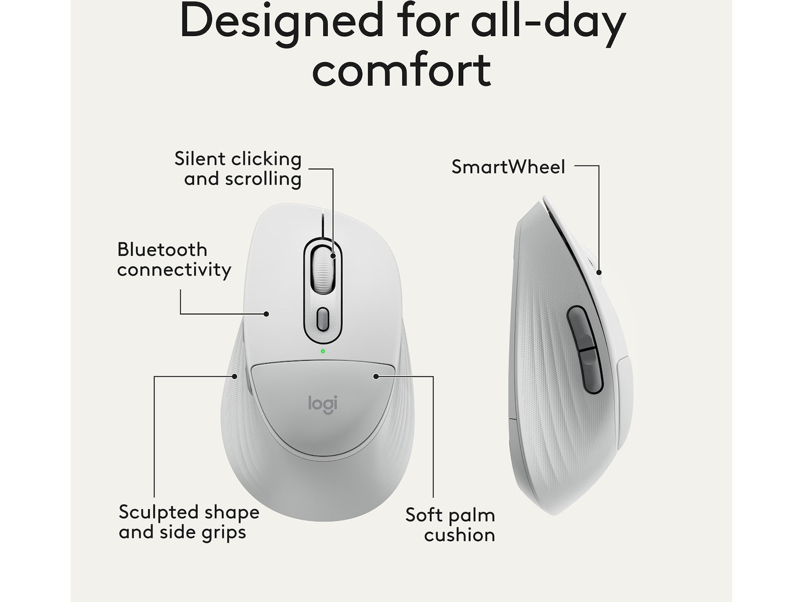Logitech Signature Comfort M850 L trådlös mus (vit) Mus