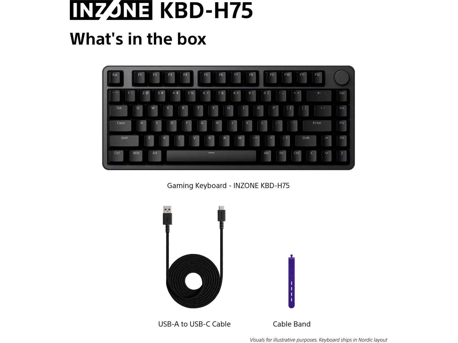 Sony INZONE KBD-H75 Gaming Tangentbord 75% TKL Gamingtangentbord