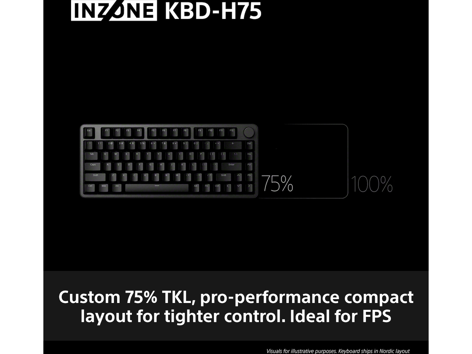 Sony INZONE KBD-H75 Gaming Tangentbord 75% TKL Gamingtangentbord