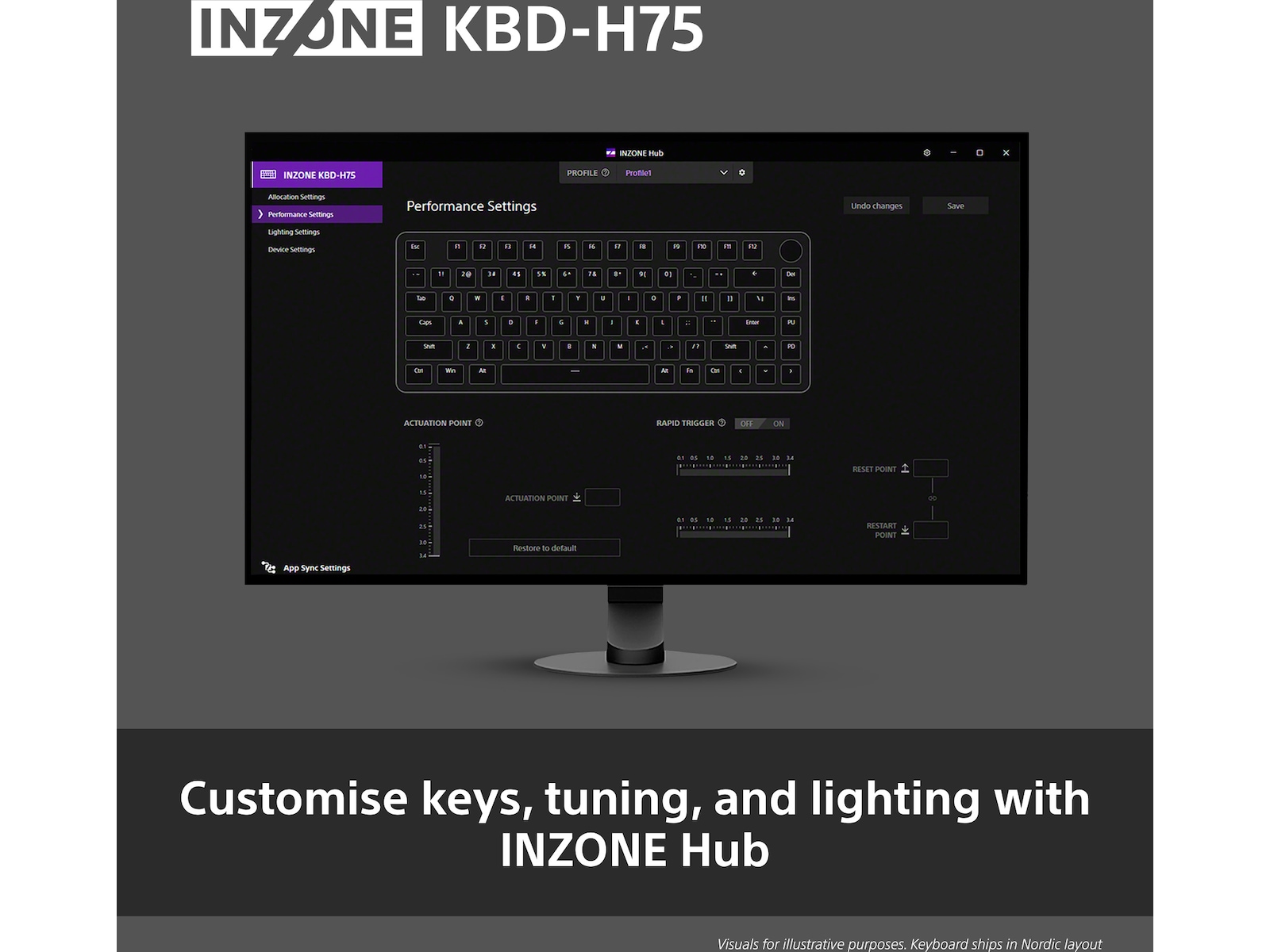 Sony INZONE KBD-H75 Gaming Tangentbord 75% TKL Gamingtangentbord