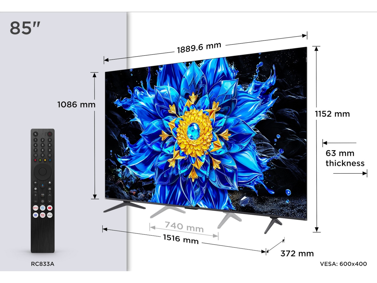 TCL T8D 85” 4K QD-Mini LED Smart TV (2026) Över 80 tums TV